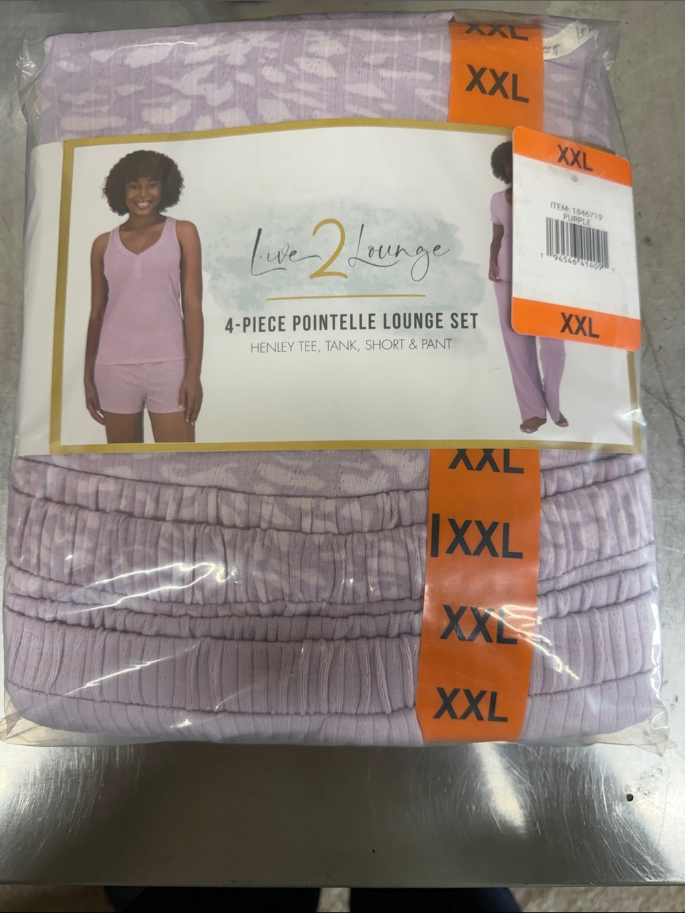 Live 2 Lounge 4-Piece Pointelle Lounge Set - Lilac